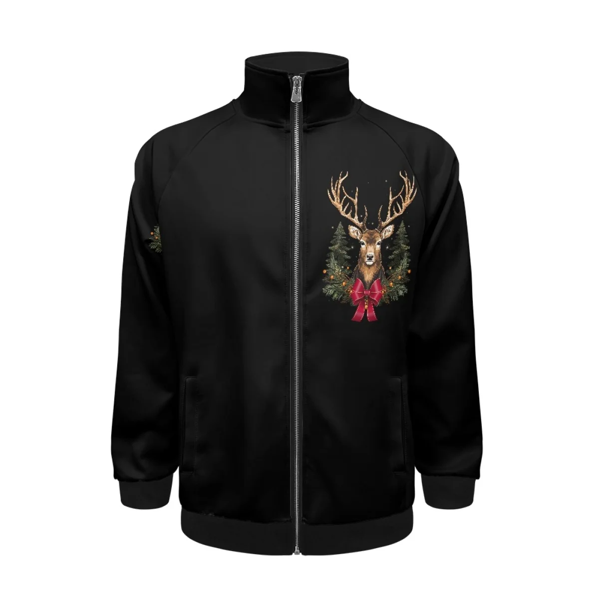 

Noisydesigns Christmas Deer Print Men's Stand Collar Raglan Sweatshirt Jacket Warm Boys Zipper Tops Outerwear 2024 Dropshipping