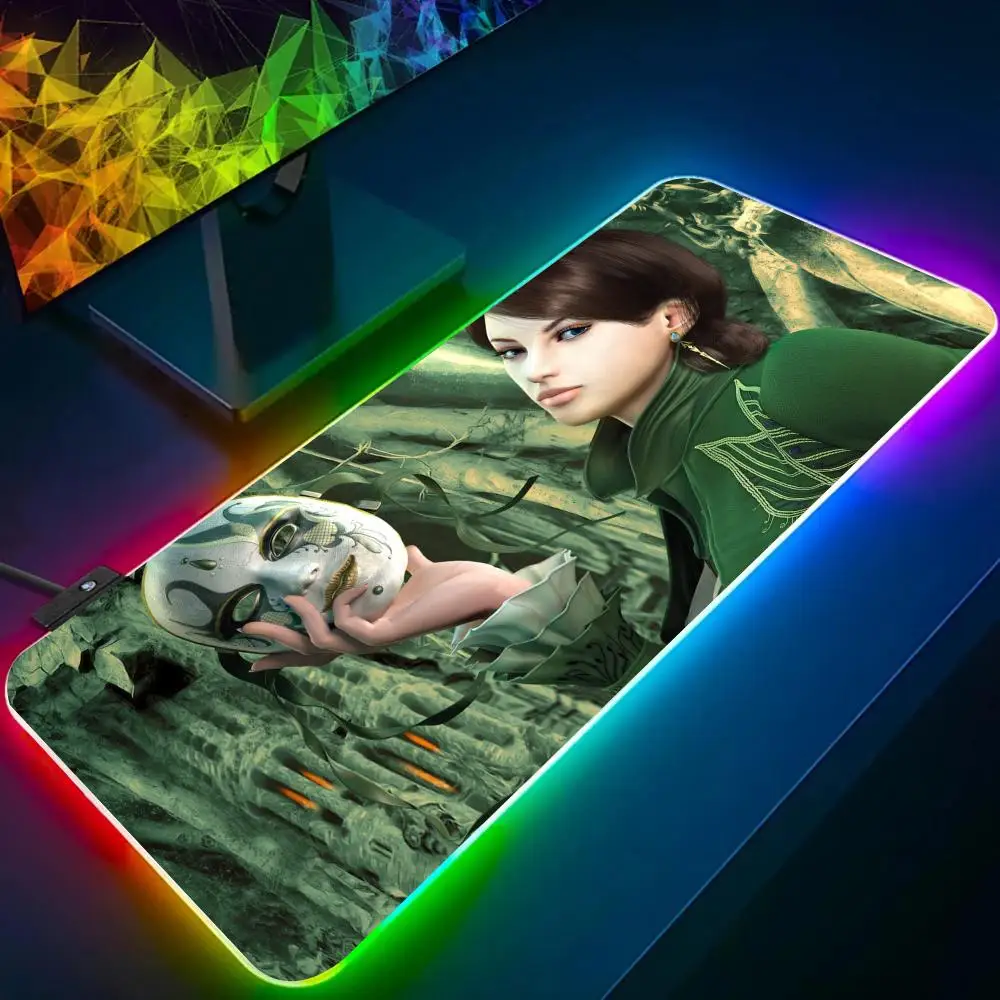 Game For G-Guild Wars 2 MINISO Mouse Pad RGB Glow Personality Picture Custom PC Table Mat Carpet Mat Game Player Dedicated LED