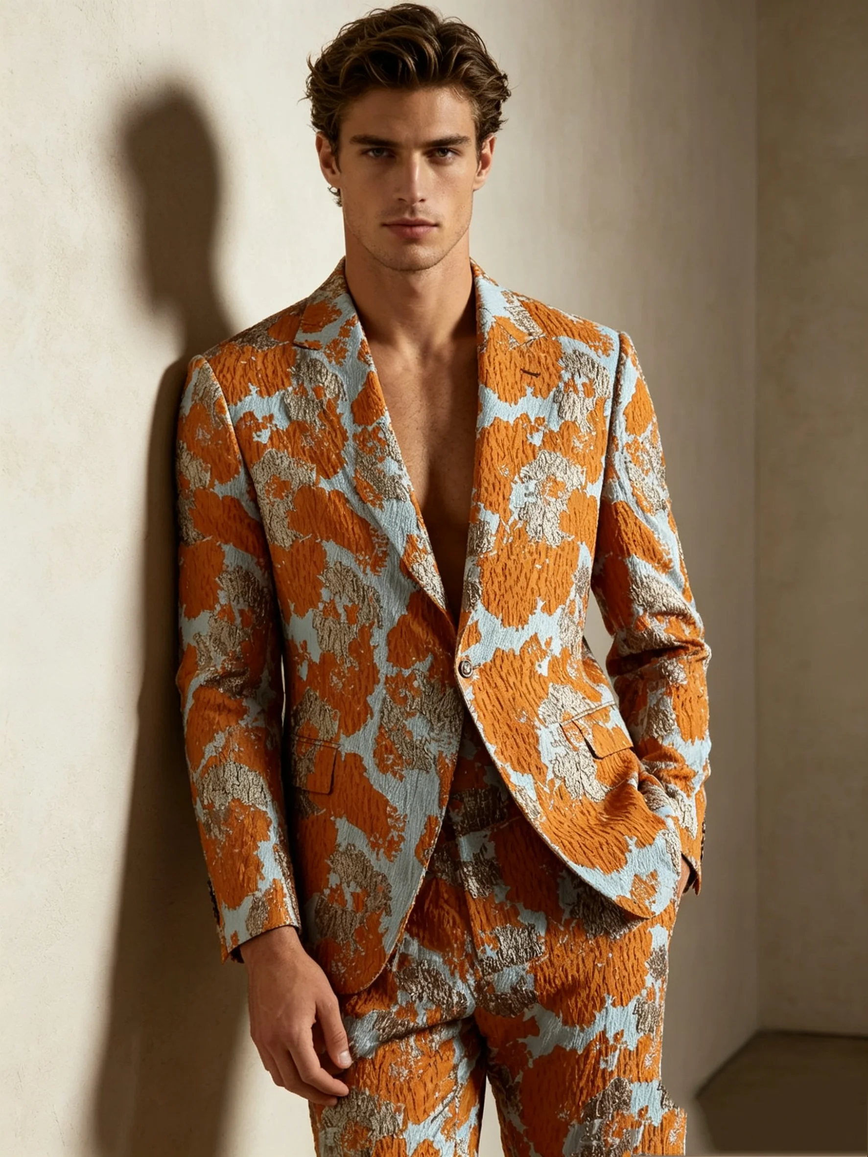 Spring Floral Men Suit Set 3 Piece Blazer+Vest+Pants Prom Wedding Tuxedos Coat Customized Formal Office Fashion Groom Jacket