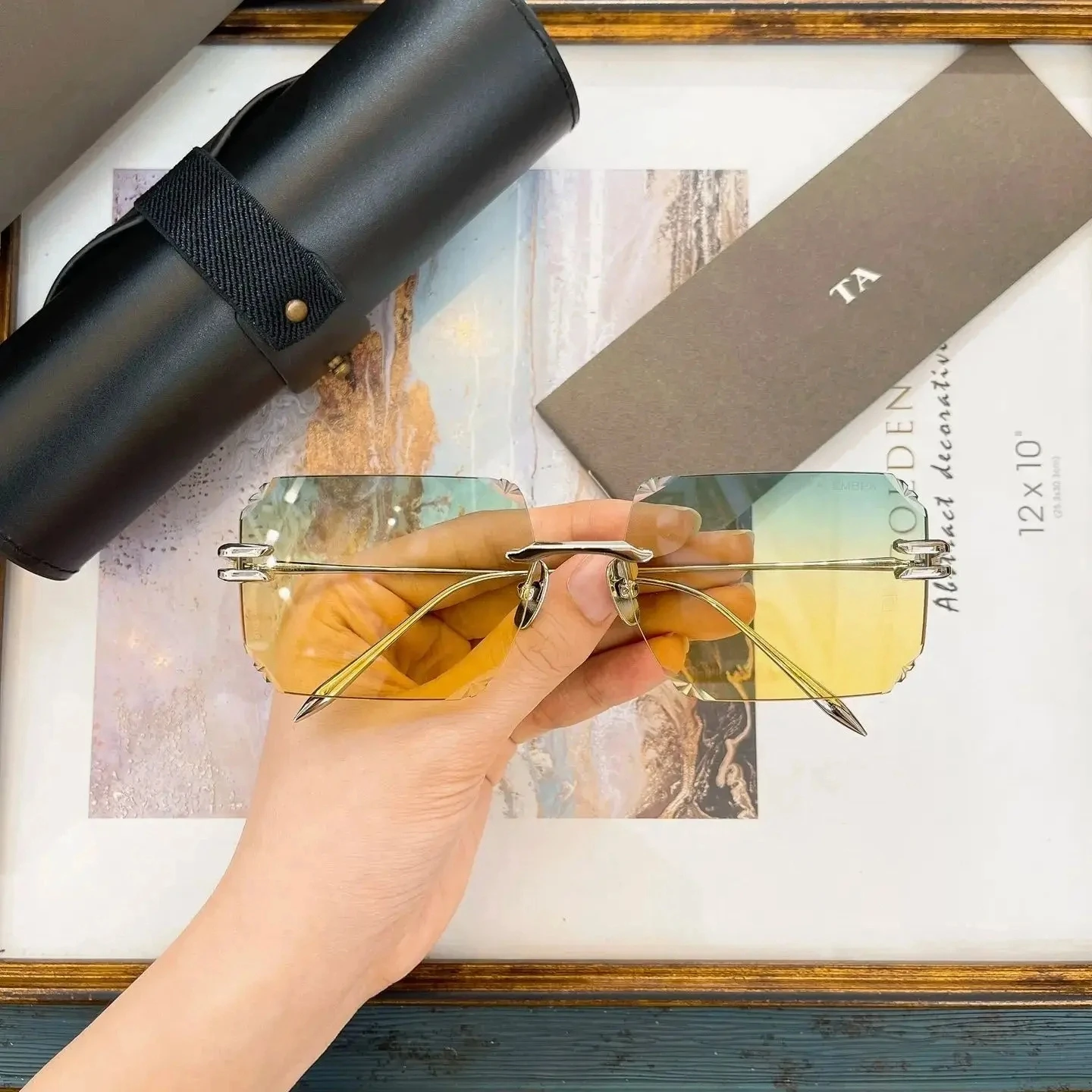 

Authentic For DIYTA DT DTS155T UV400 Polarized Men Women Sun Glasses Silver Alloy Frame Boundless Male Couple Eyewear With Box