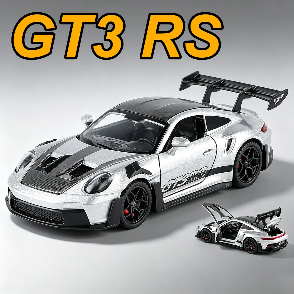 1:32 911 GT3 RS GT Alloy Sports Car Model Diecast Toys Doors Opened with Sound Light Pull Back Vehice Collecting Enthusiast Gift