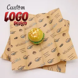 Wholesale Customized Printed Logo and Size Food Safe Grade burger paper Greaseproof Meat Wrapping Wax Coated Paper