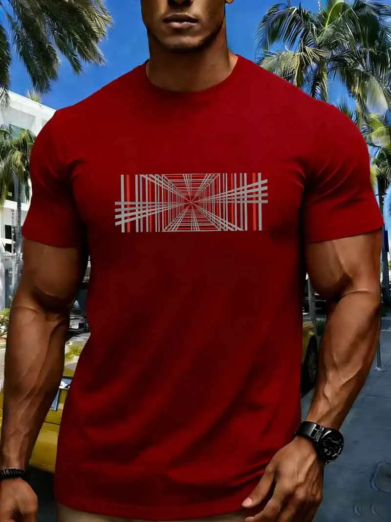 Neues, kariert bedrucktes, kurzärmeliges Retro-Freizeit-T-Shirt aus Baumwolle mit Muster für Herren und Damen – Detail 8