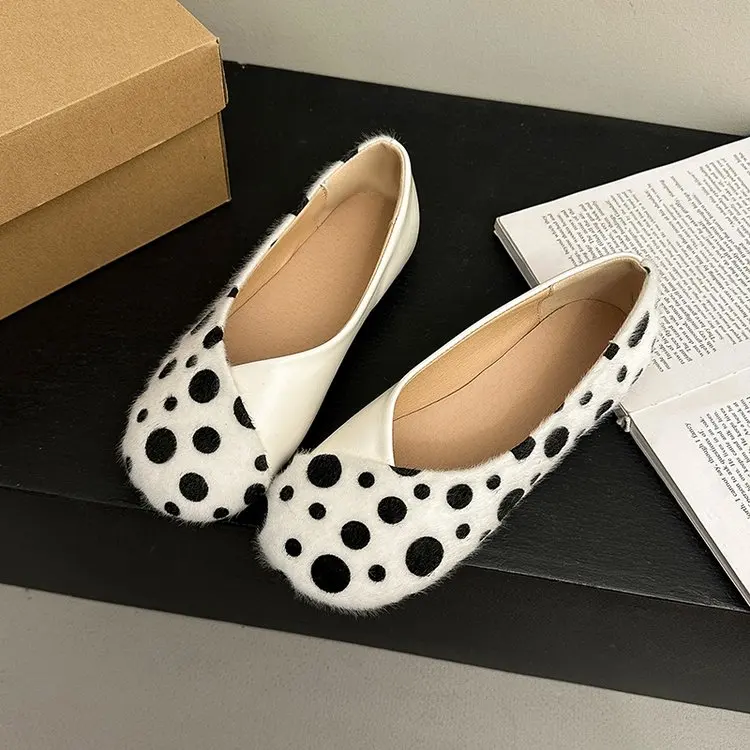 Frühlings-Neuheit: Damen-Flachschuhe mit Runder Spitze, Gepunktetem Wildleder, Bequeme Alltags-Loafer für Büro und Straße – Detail 12