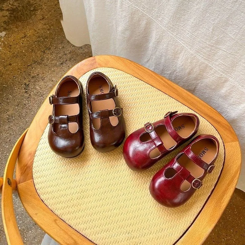 Baby Girls MaryJanes Round Toes Cute Kids Walking Shoes Soft Bottom 2025 Autumn New Girls Flat Shoes Elegant Sweet Non-slip view 3