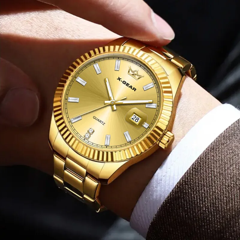 X-GEAR ブランド メンズ ビジネス スポーツ クォーツ時計 クラシック 防水 夜光カレンダー