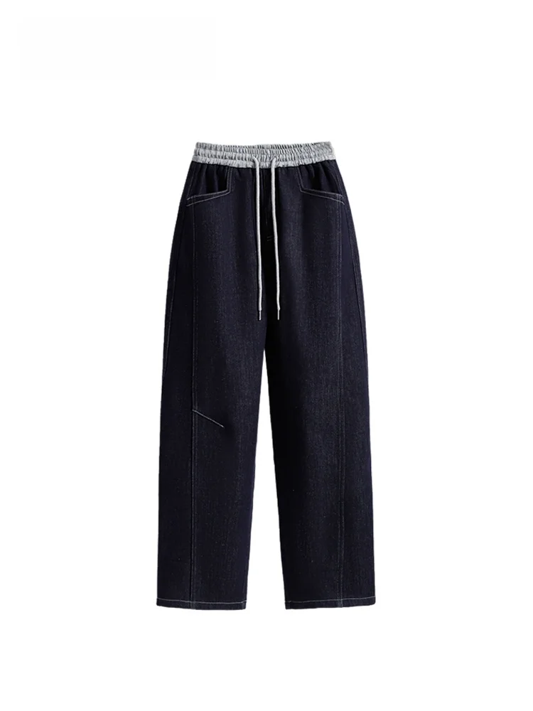 

plus Size Fce Lined Thi Denim Pants Women's Autumn Winter New Sle Pear ape Wide Leg Pants High Waist Straight Cut