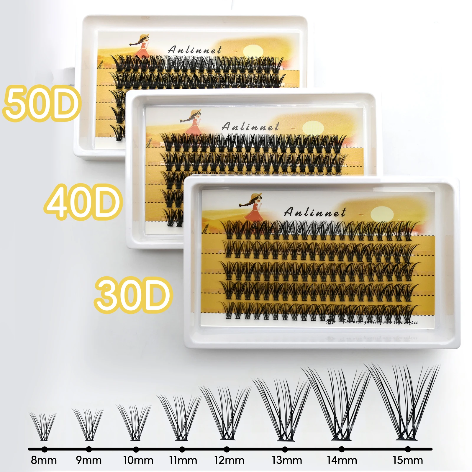 ANLINNET 100 natural eyelash makeup eyelash extension 30D/40D/50D personal eyelash cluster makeup false eyelash tool