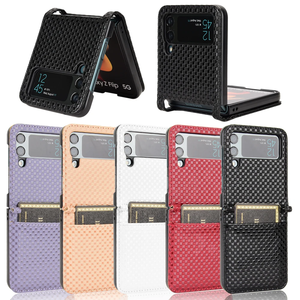 For Samsung Galaxy Z Flip 4 3 Case Luxury PU Leather Card Slots Wallet Stand ShockProof Case For Samsung Z Flip4 Flip3 Phone Bag