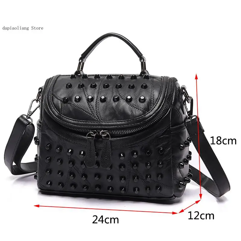 Women\\\'s Leather Bag Casual Crossbody Women\\\'s Bag Rivet Decorative Fashion Shoulder Bag