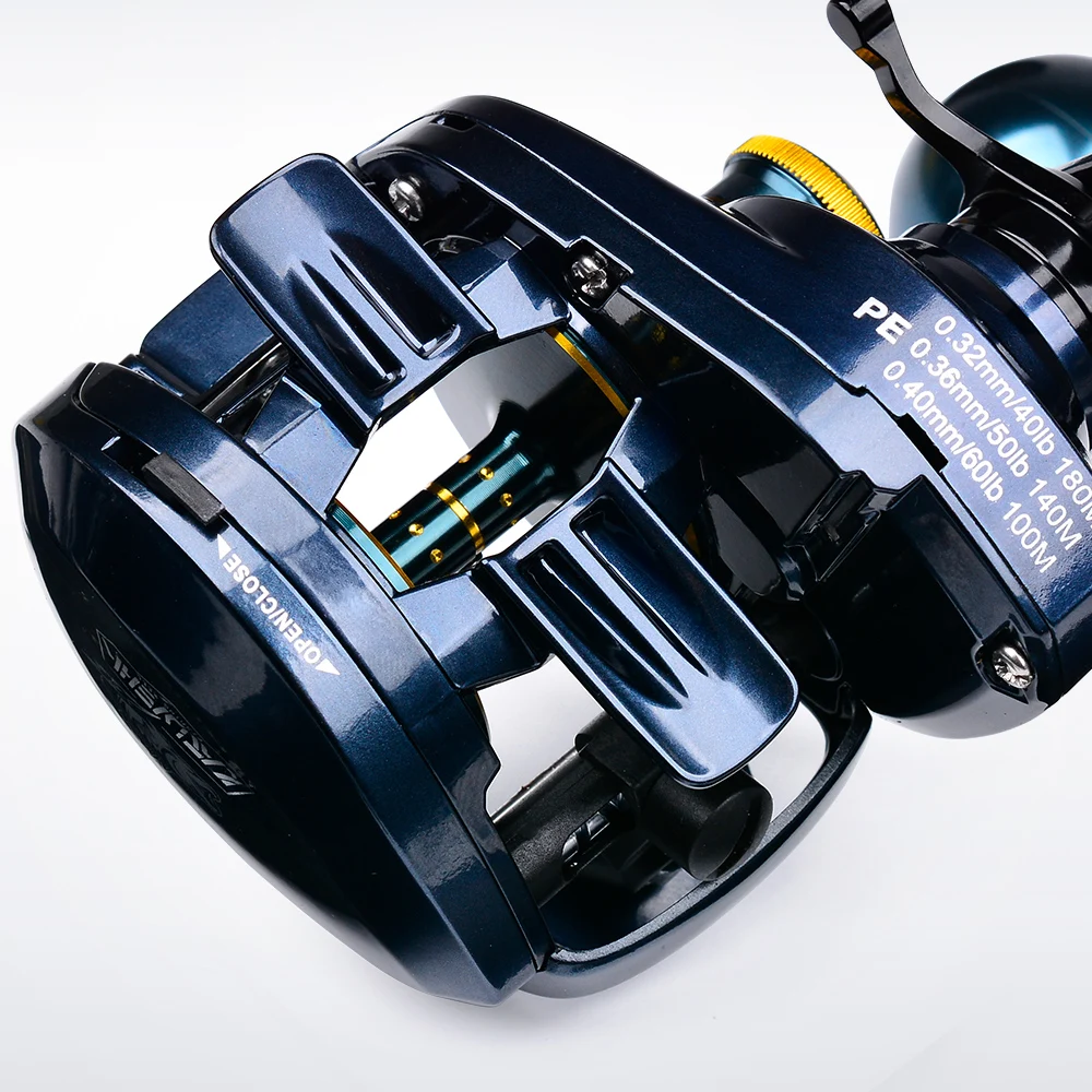 PROBEROS Baitcasting-Rolle 6,5:1 Übersetzungsverhältnis 6+1BB 20 kg/44 lb Drag 243/245 g Metallgehäuse Cast Drum Wheel Salzwasser-Angelrolle Pesca – Detail 16