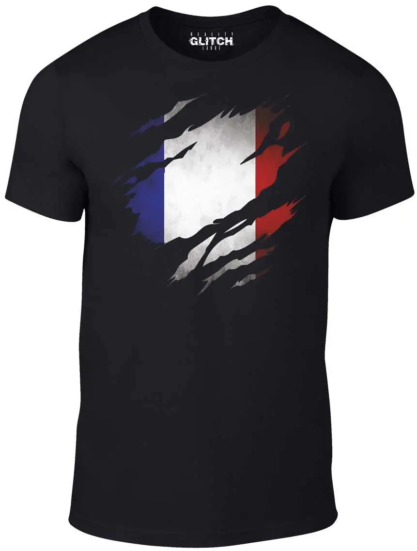 Reality Glitch Torn France Flag T Shirt