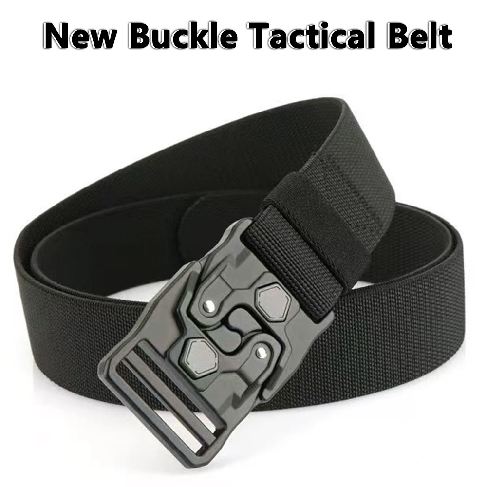 TUSHI New Tactical Belt For Men Quick Release Outdoor Zinc Alloy Buckle Belt Soft Real Nylon Sports Hiking Camping Hunting Belt