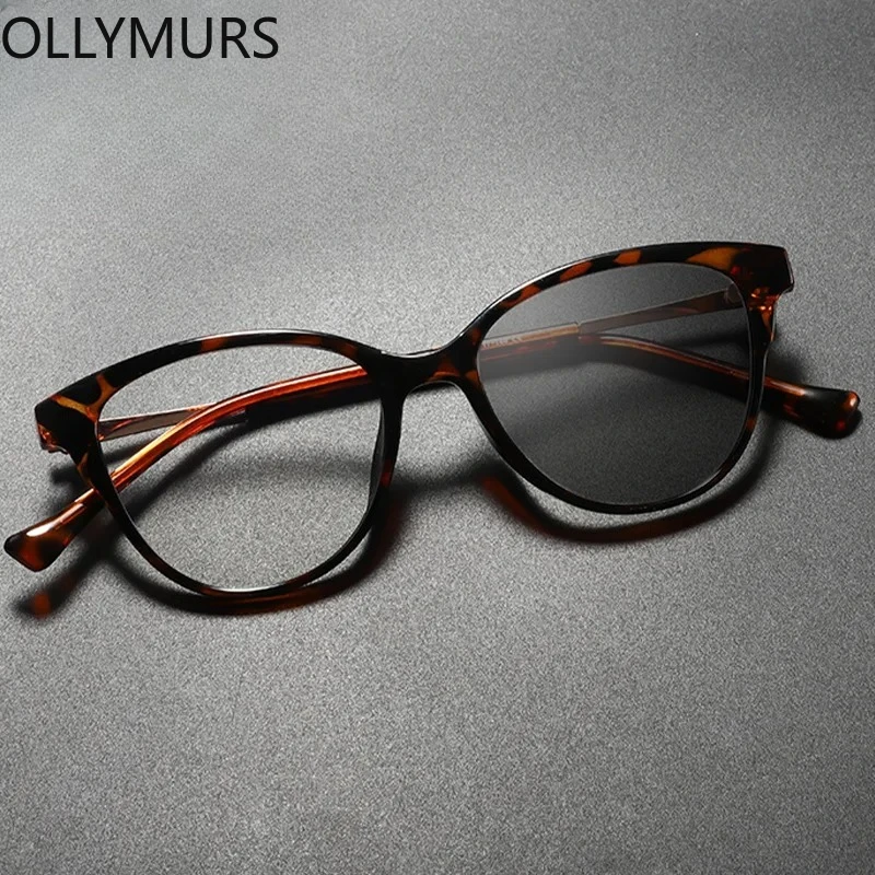 Ollymurs (XL) Lunettes de lecture progressives photochromiques anti-lumière bleue pour femmes, monture œil de chat grande taille, tendance, pour la conduite