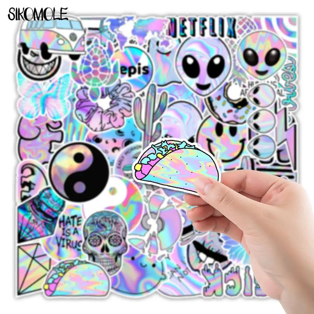 10/30/50PCS Mixed VSCO Holographic Laser Cartoon Stickers Luggage Skateboard Cute Cool Graffiti Girl Gradient Sticker Decal F5