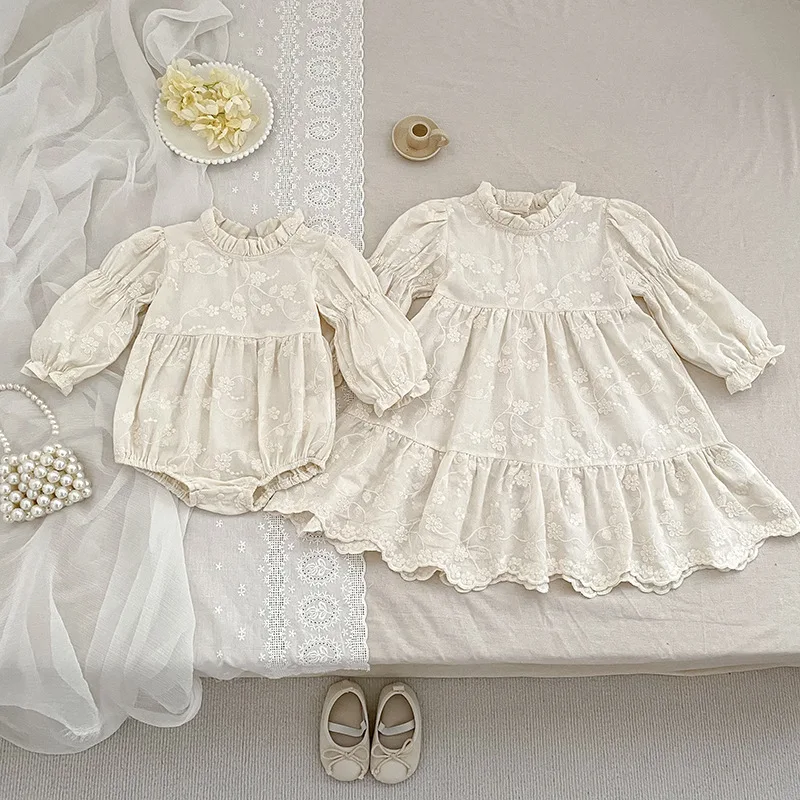 

Girls' Dress Spring and Autumn Style Baby Clothes Romper One-Year-Old Dress Embroidered Baby Girl Princess Dress