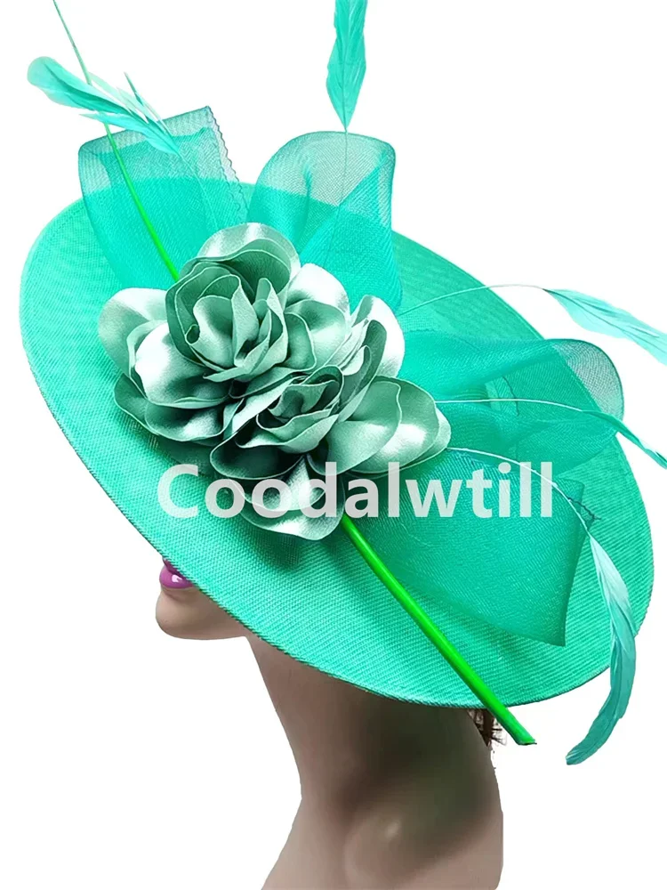 Royal Ascot Big Fascinator Hats Women Elegant Formal Party Tea Millinery Cap Flower Wedding Headpiece Feather Derby Pillbox Cap