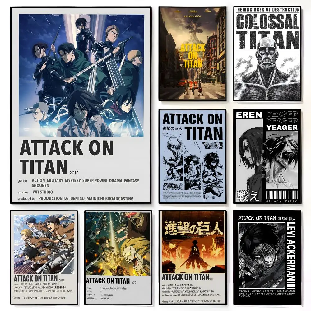 Póster de anime oscuro de Ataque a los Titanes, Mural de película estadounidense, Decoración de pared para habitación infantil.