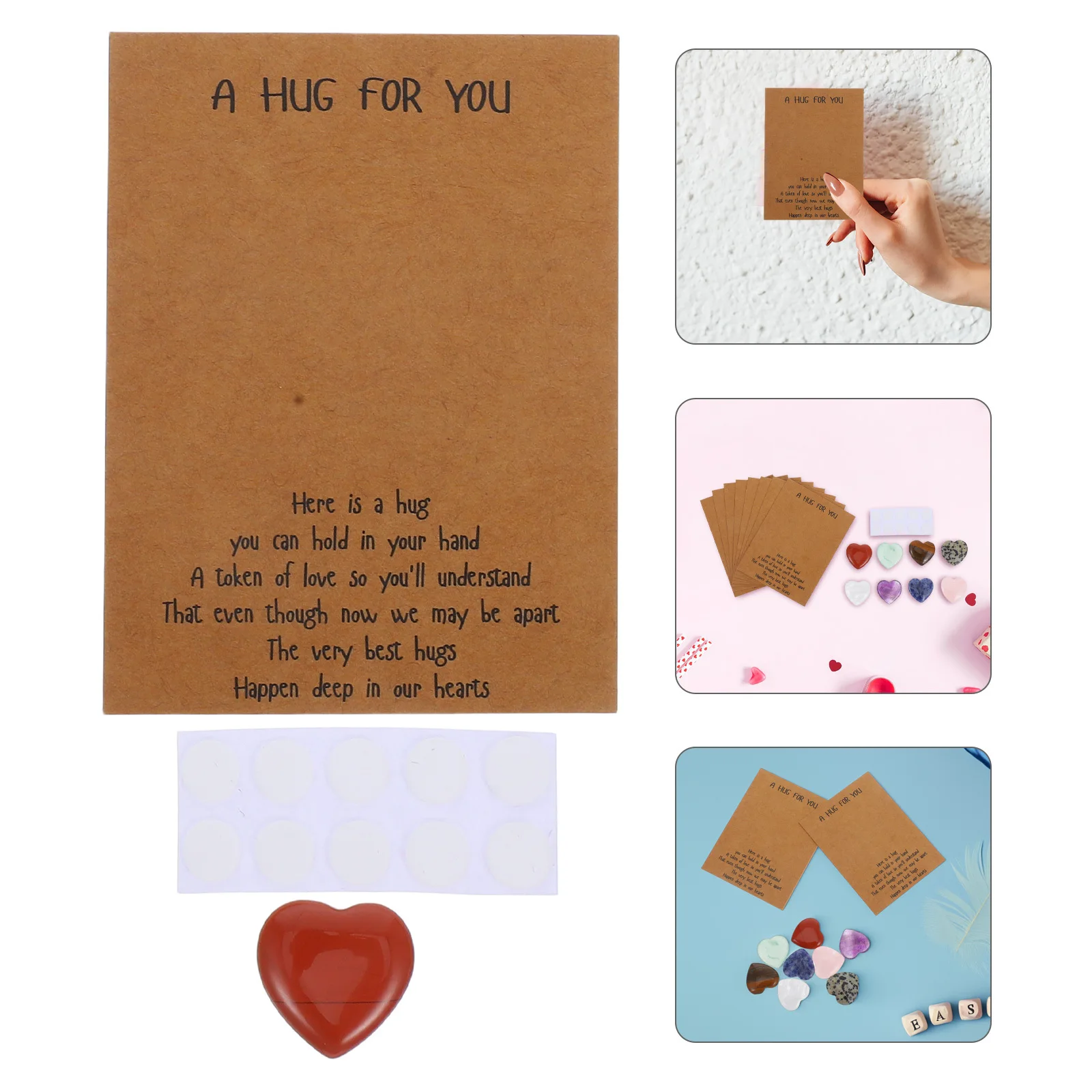 

1Set Heart Crystal Stones Greeting Card Set Valentines Mother's Day Gift Romantic DIY Exchange Cards Mothers Birthday Presents