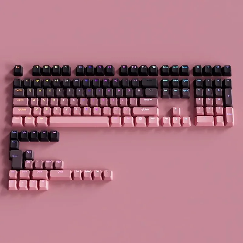 130 teclas gradiente Lucky Red RGB retroiluminado brillo a través de teclas perfil OEM teclas PBT de doble disparo para interruptores MX teclado de jugador