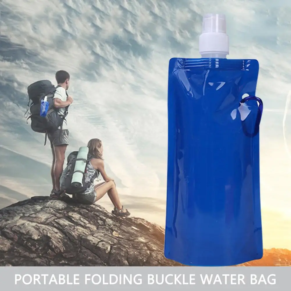 480/700 ML Collapsible Water Bottle Canteen with Carabiners Travel Water Bottle Reusable Canteen for Biking Hiking Travel