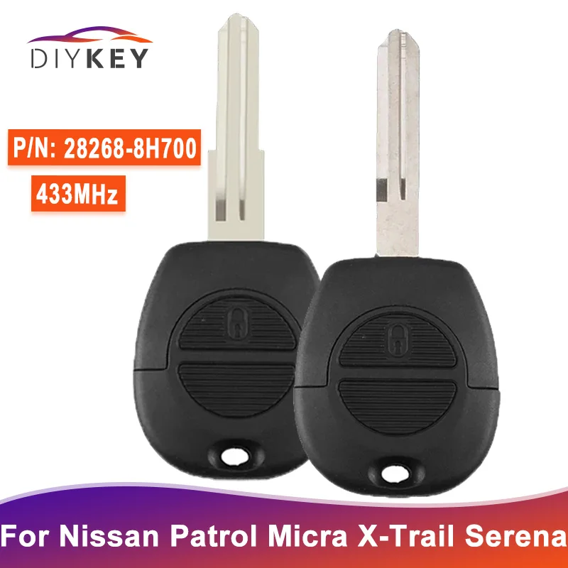 DIYKEY 2 Buttons P/N: 28268-8H700 433MHz For Nissan Patrol Navara X-Trail Serena Primera Micra Almera Car Key Remote Fob