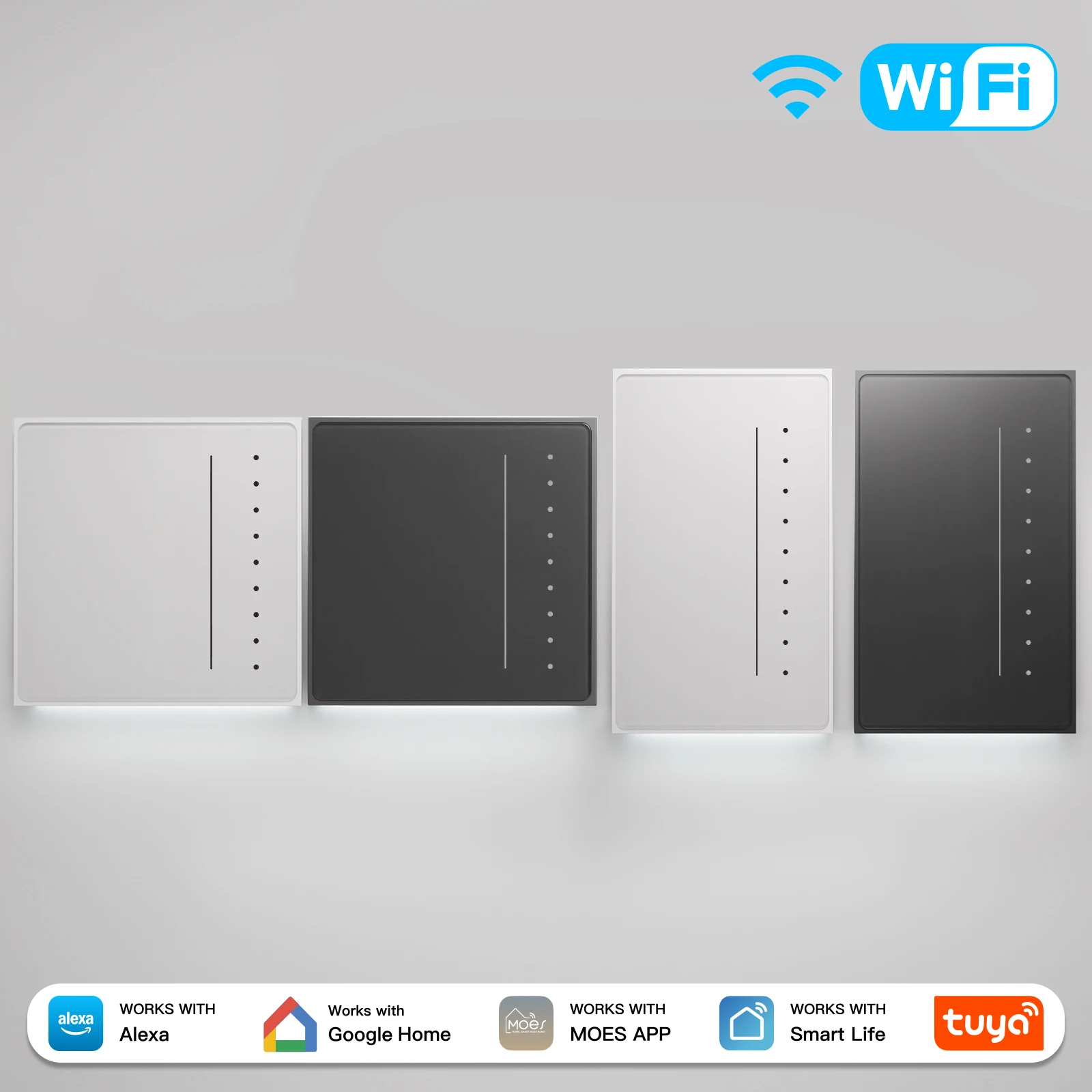 MOES WiFi Smart Touch Dimmer Switch AG Skin‑Feel Glass Vibration Feedback Wall Switch Tuya App Alexa Google Home Voice Control