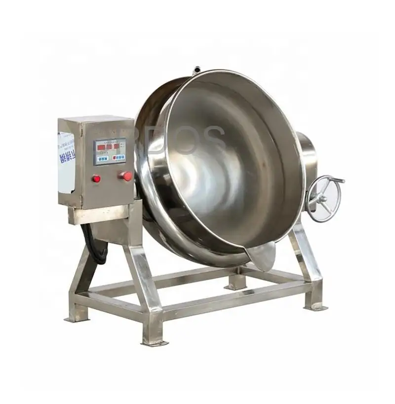 Electric/Gas Heating Double Jacketed Kettle with Mixer Jacketed Steam Kettle Steam Sauce Jacket Cooking Kettle Sugar Boiling Pot