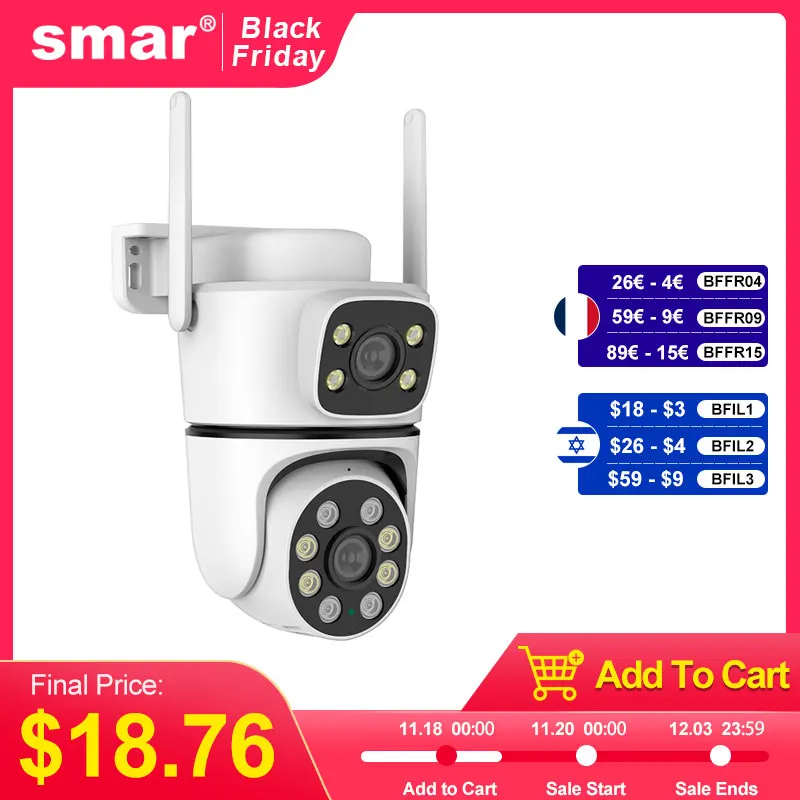 

Smar 4MP PTZ Wifi IP Camera Dual Lens Outdoor 5X Zoom Ai Auto Tracking Wireless Surveillance CCTV Security Cameras ICam365