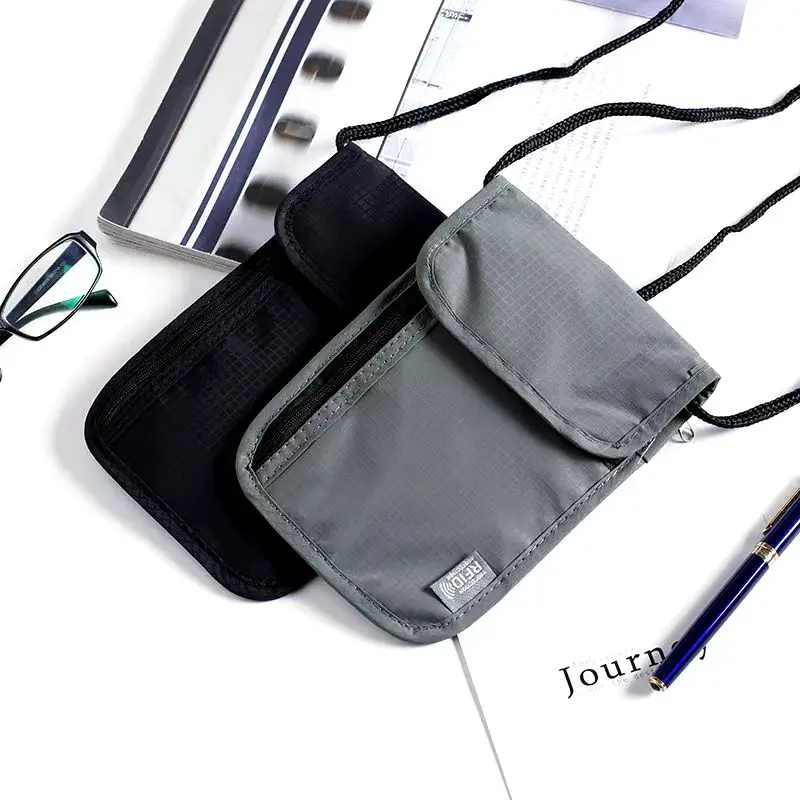 

1 Pcs Waterproof RFID Nylon Storage Bag Travel Document Card Passport Bag Neck Wallet Money Document Card Passport Pouch