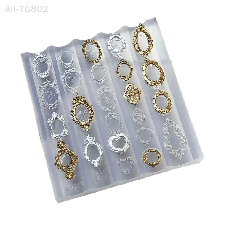 Retro Gem Baroque Shell 3D Relief Nail Art Silicone Mold Tra