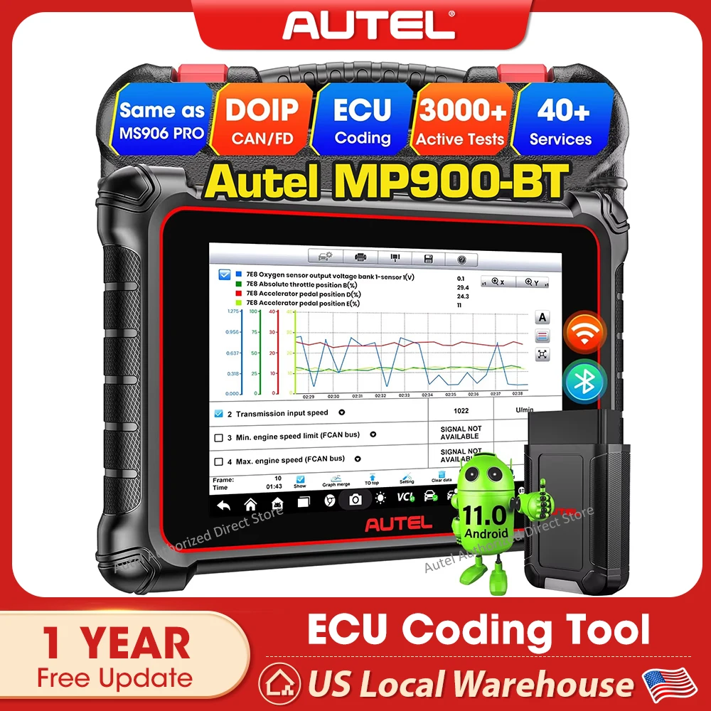 

Диагностический сканер Autel MaxiPRO MP900BT (MP900-BT) для кодирования ЭБУ, диагностики всех систем, 3000+ тестов, CAN FD/DoIP, аналог MK900 MP900E