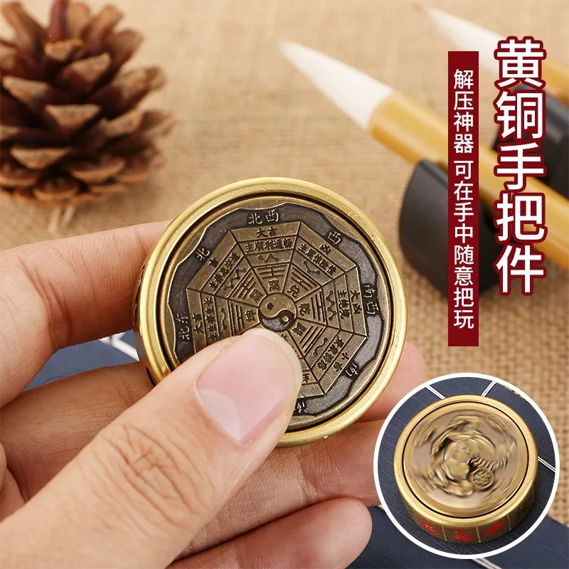 Brass Fidget Spinner Mahjong Tai Chi Gossip Pattern Metal Hand Spinner Antistress Adult Fidget  Stress Relief