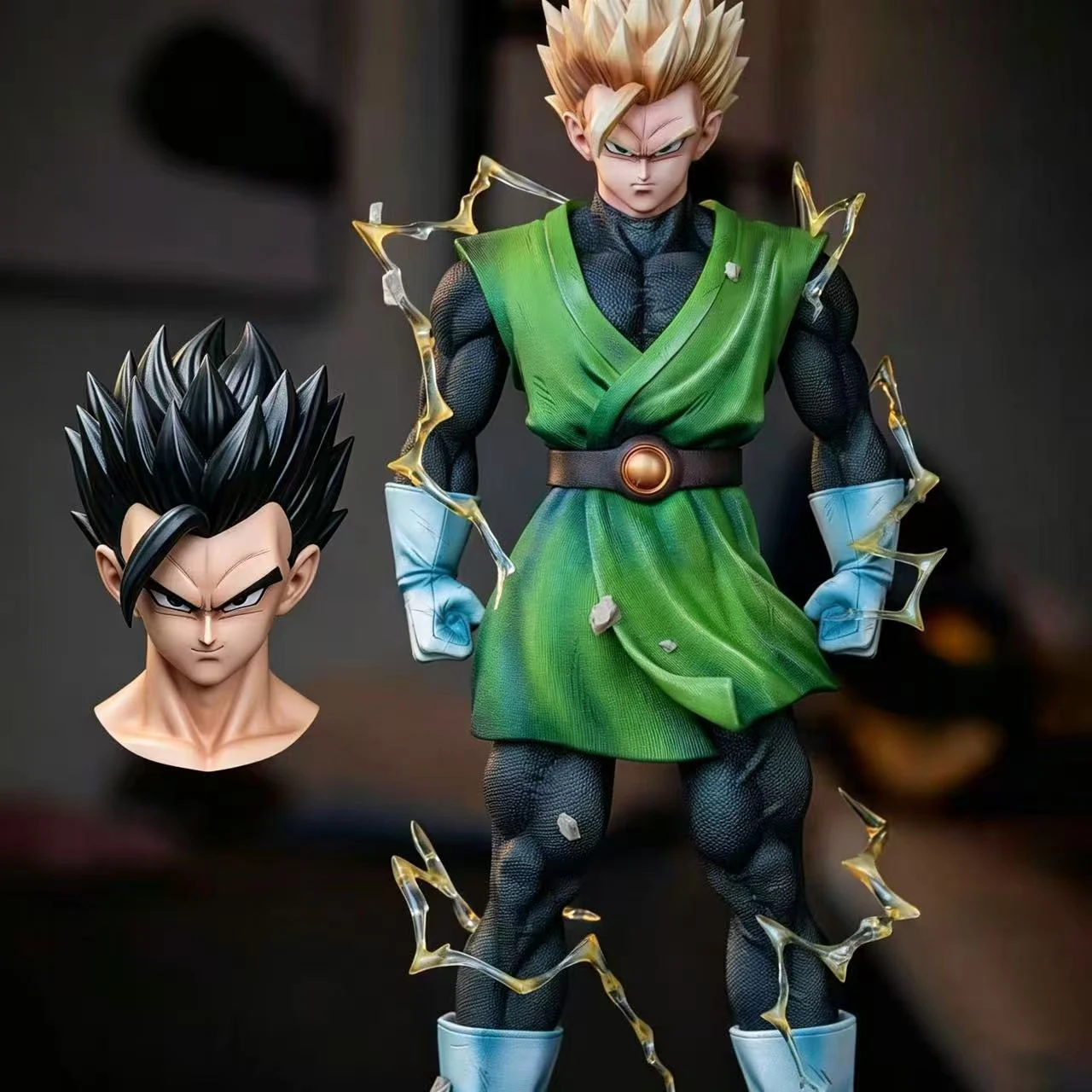 Image of 32cm/12,6 Zoll Dragon Ball Z Son Gohan Figur mit Austauschbaren Köpfen, Future Gohan Super Saiyan PVC-Statue, Sammlermodell, Spielzeug, Geschenke