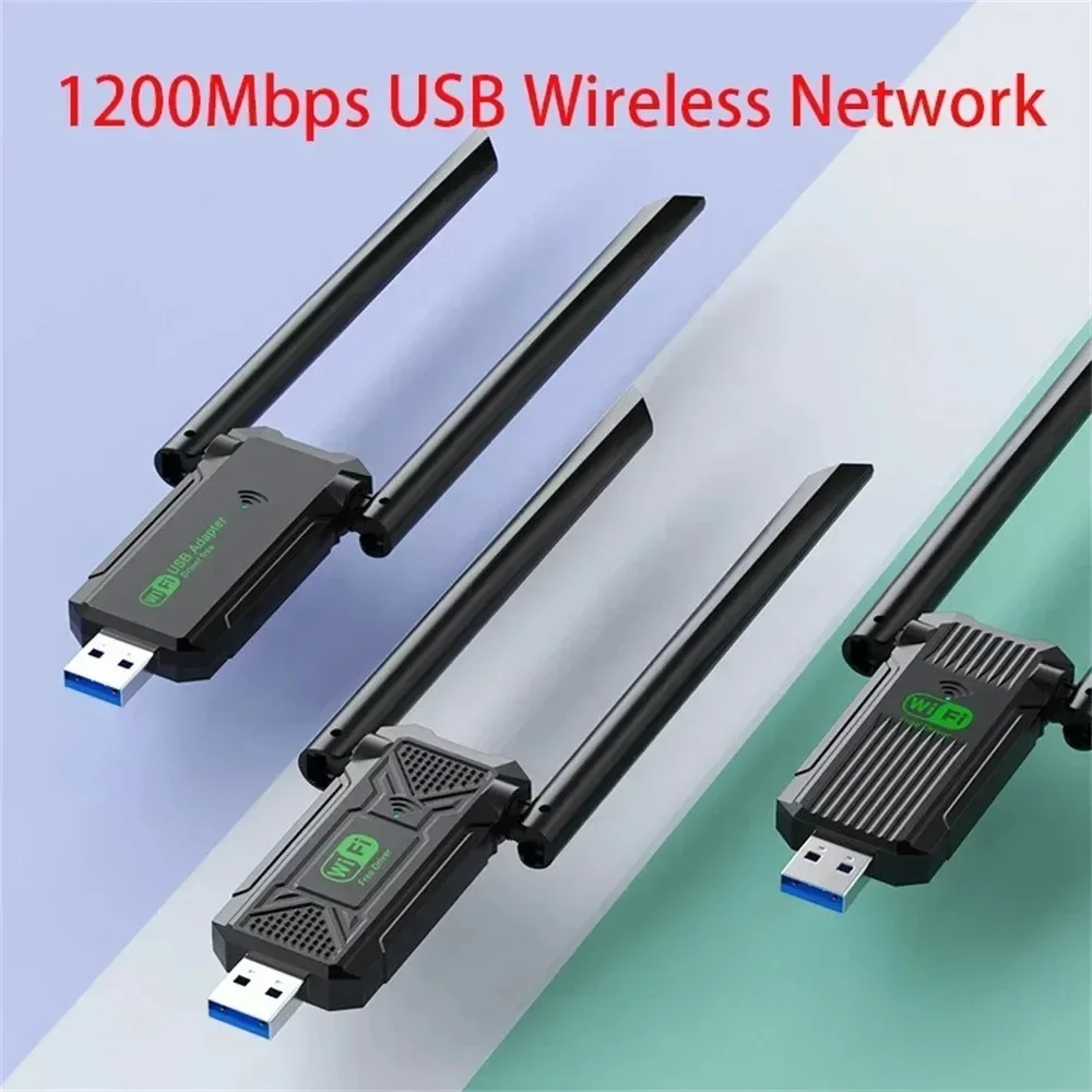 

1300Mbps WiFi USB Adapter 2.4G+5Ghz Wi-Fi Dongle 2 Antenna 802.11AC USB3.0 Wireless Card Receiver PC/Laptop