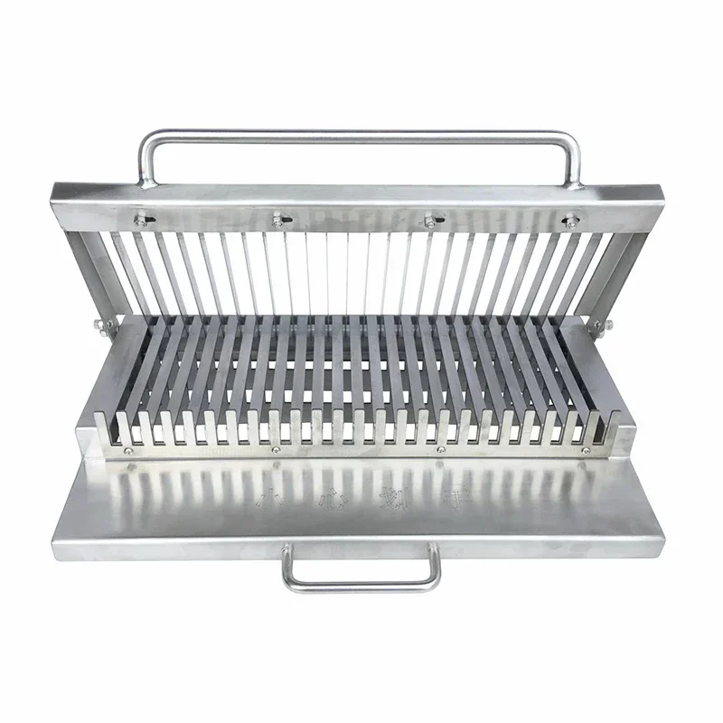 Pengiris lebar celah diperkuat pisau manual tebal stainless steel 10-15mm pemotong semangka merica kacang timun