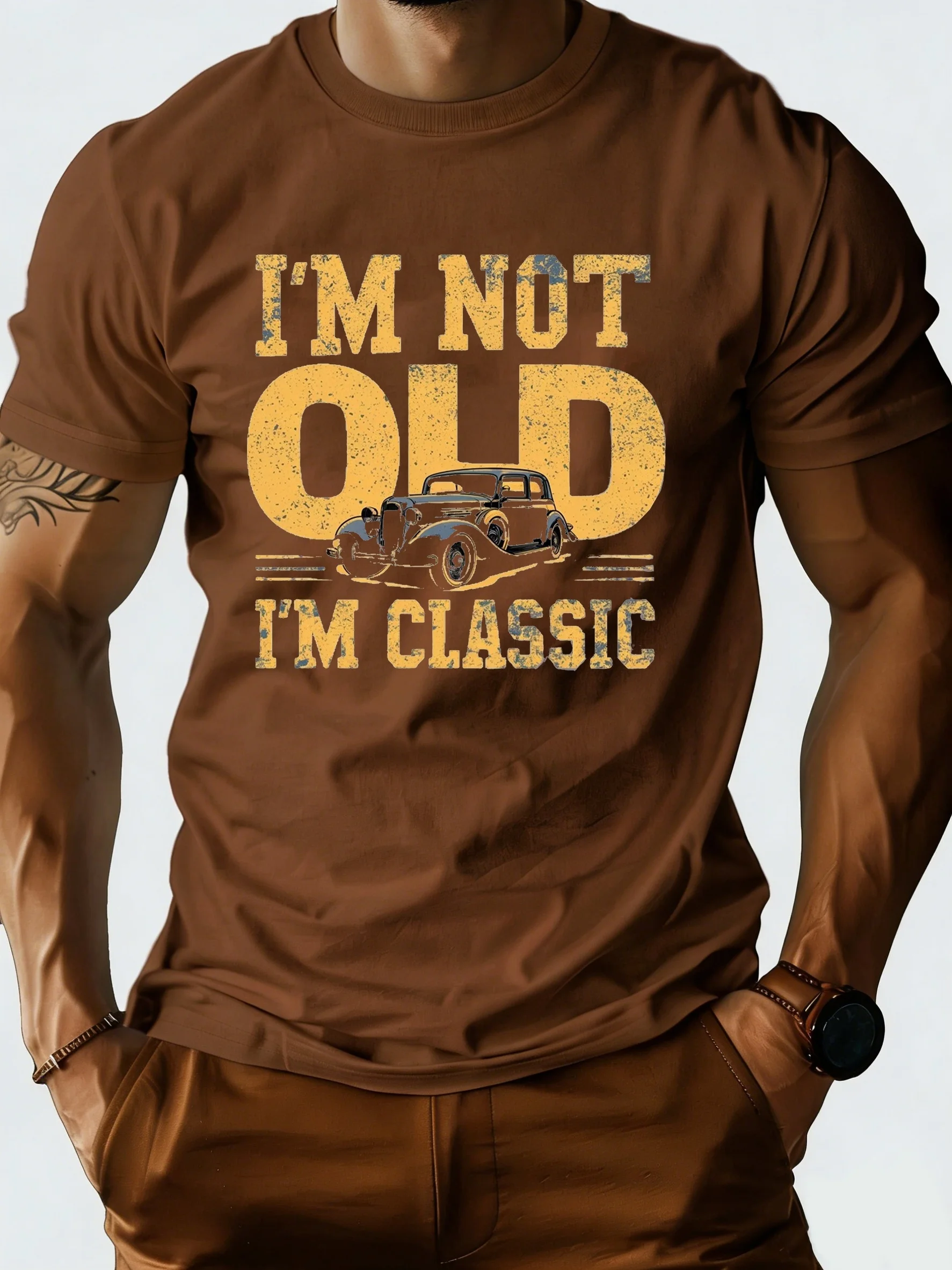 Men's Summer Printed Short-Sleeve T-Shirt Casual Relaxed Street-Style Short-Sleeve Top for Everyday Wear and Outdoor Activities