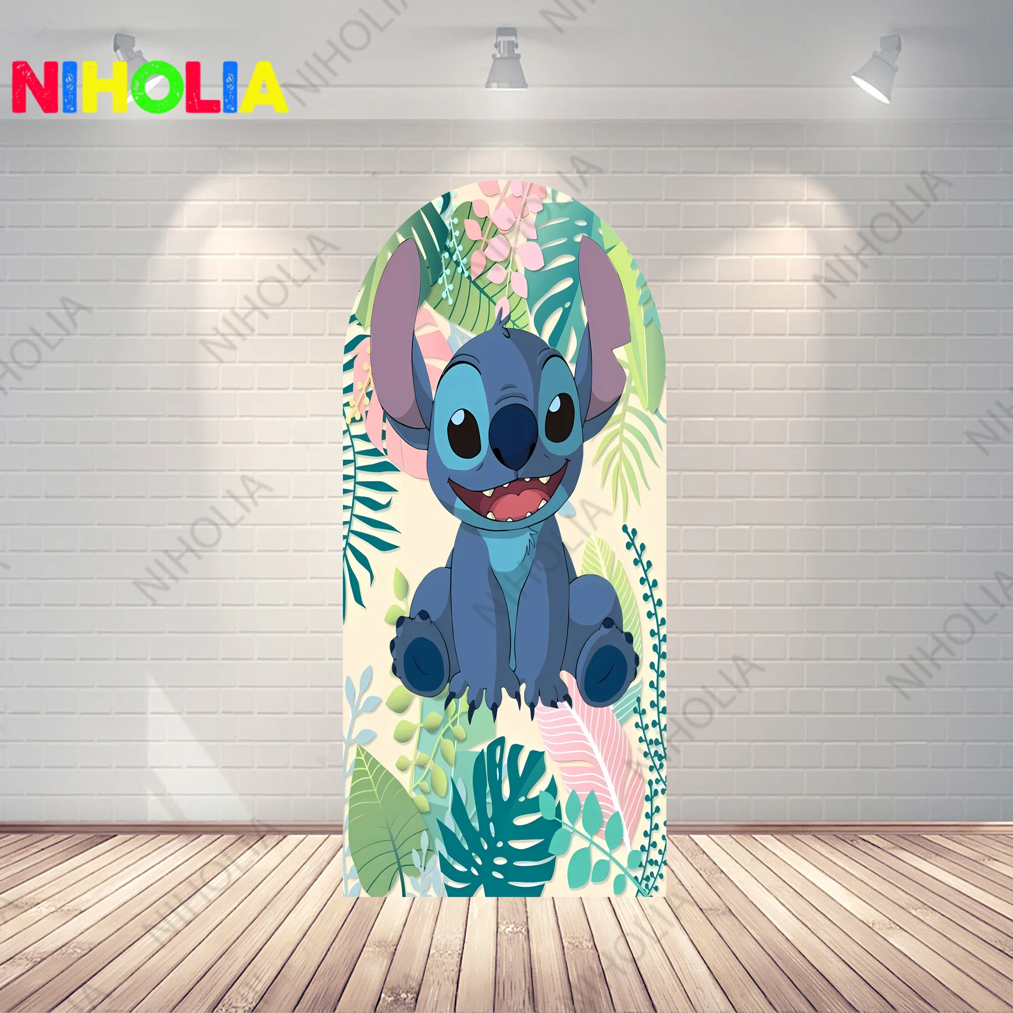 Disney Stitch Arch Covers Photo Backdrop Kids Birthday Party Polyester Doubleside Background Baby Shower Decoration