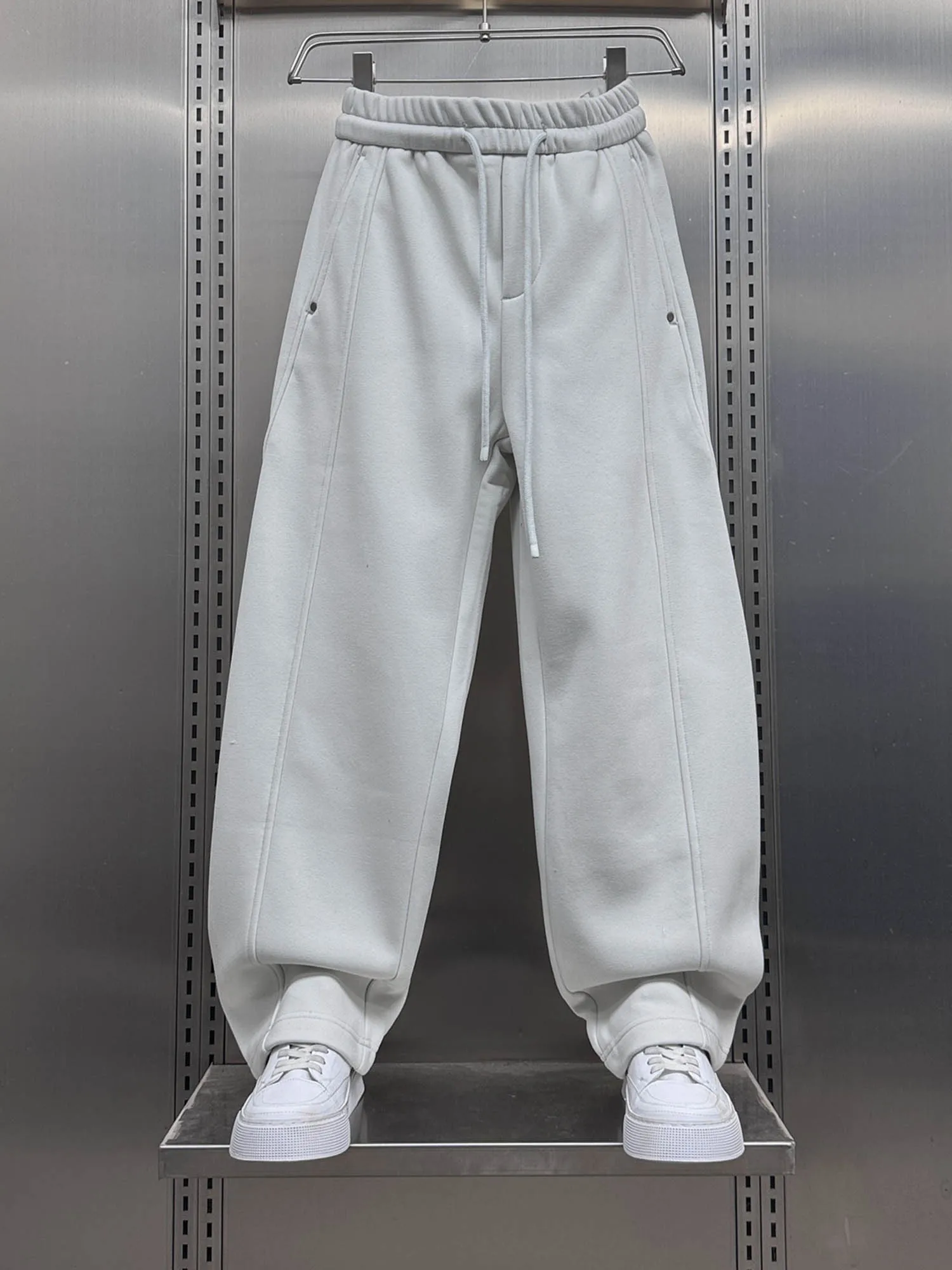 

Trendy Casual Fce Lined Men's Sweatpants Loose Lazy Sle Versatile Autumn Winter New Arrival Straight Leg Pants