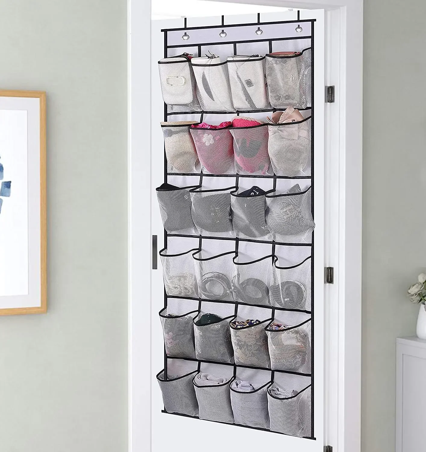 Hanging organizers over door 24 Pockets shoe organizer for the closet Hanging Shoe Rack Holder Hanger with 4 Metal Hooks