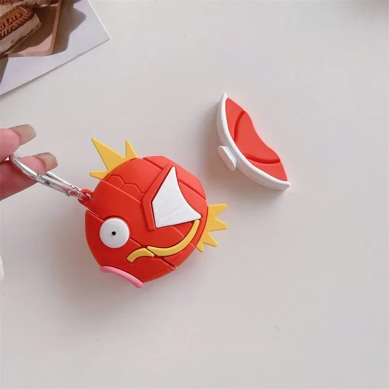 Pokemon Case for Apple AirPods 1 2 3 Airpod Pro 3D Magikarp Key Chain Wireless Earphone Bluetooth Headset Case Silicone Cover