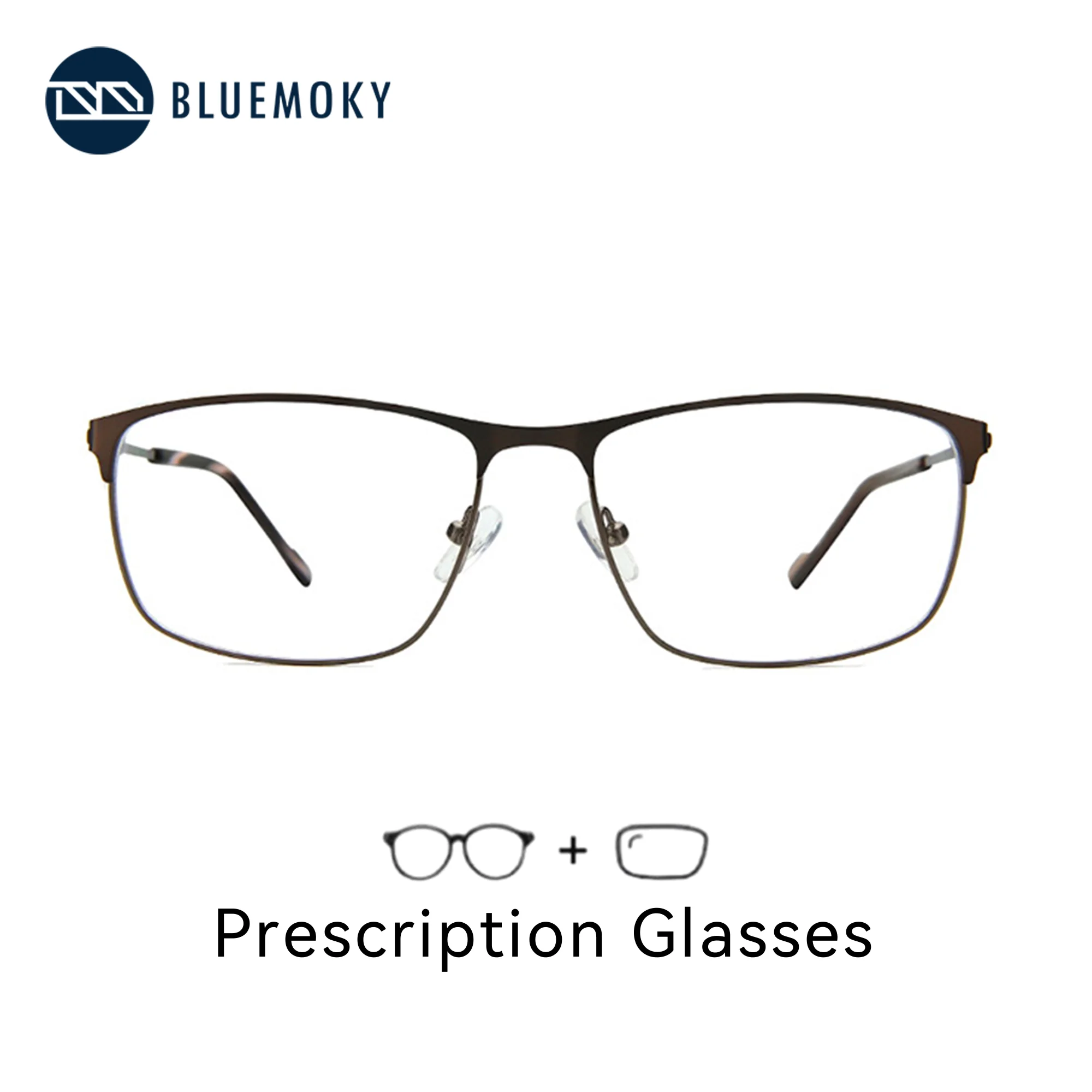 

BLUEMOKY квадратные очки по рецепту для мужчин металлические анти-синий свет близорукость оптические очки прогрессивные фотохромные очки