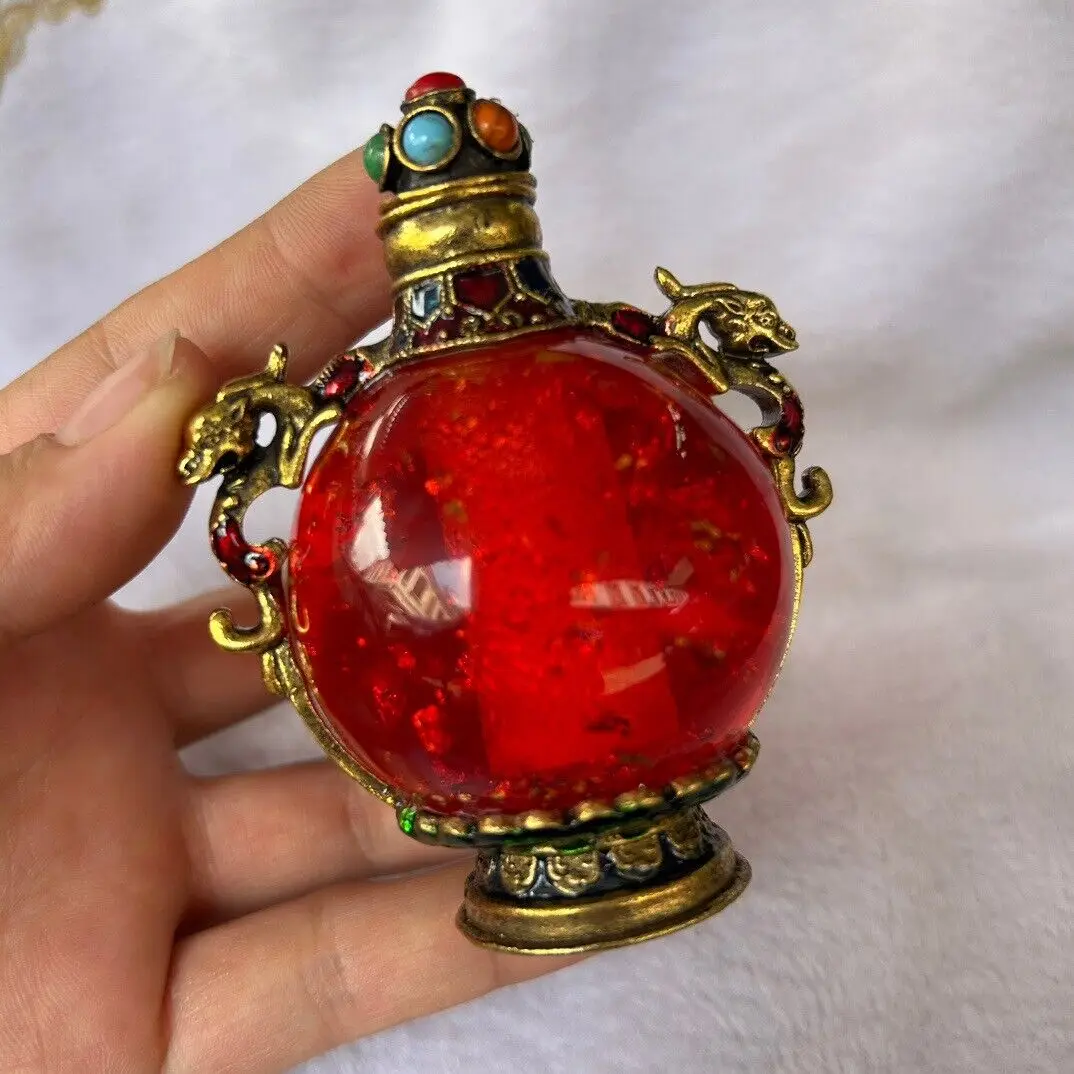 Rare China Antique Agate Jade Snuff Bottle Classical Ornament Collection
