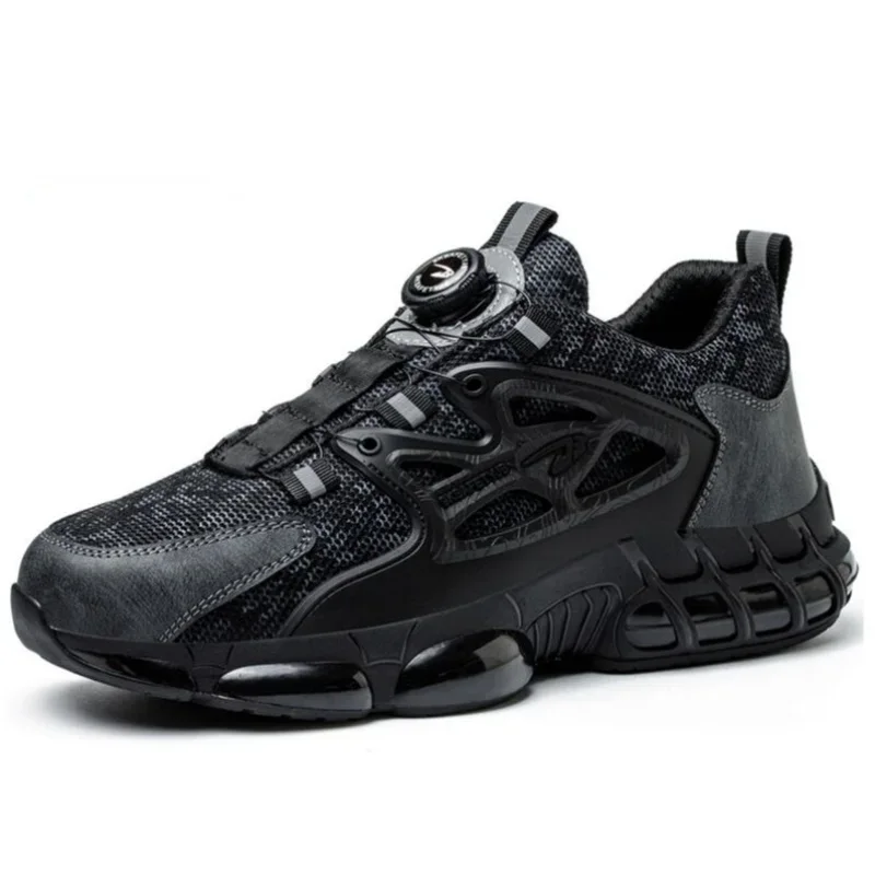 Rotating Button Safety Shoes Men Air Cushion Work Steel Toe Sneaker Man Puncture Proof Work Safety Boots Protective Shoes_voghion.com