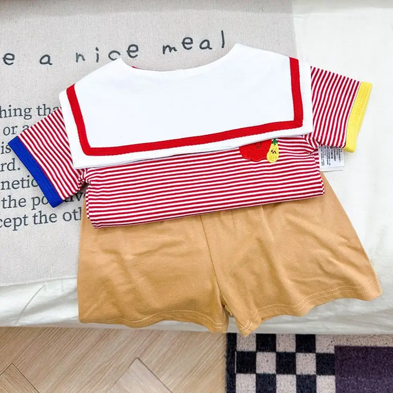 

Summer Baby Girls Clothes Short Shirt Boys Striped shirt+shorts 2pcs Kids girl clothes sets childer Outfits Girl Clothes