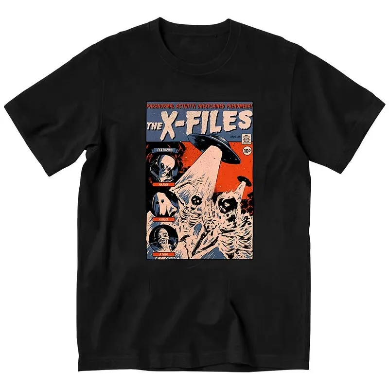 Harajuku retro X-Files movie T-shirt retro movie merchandise men's T-shirt summer new item suitable for both men and women