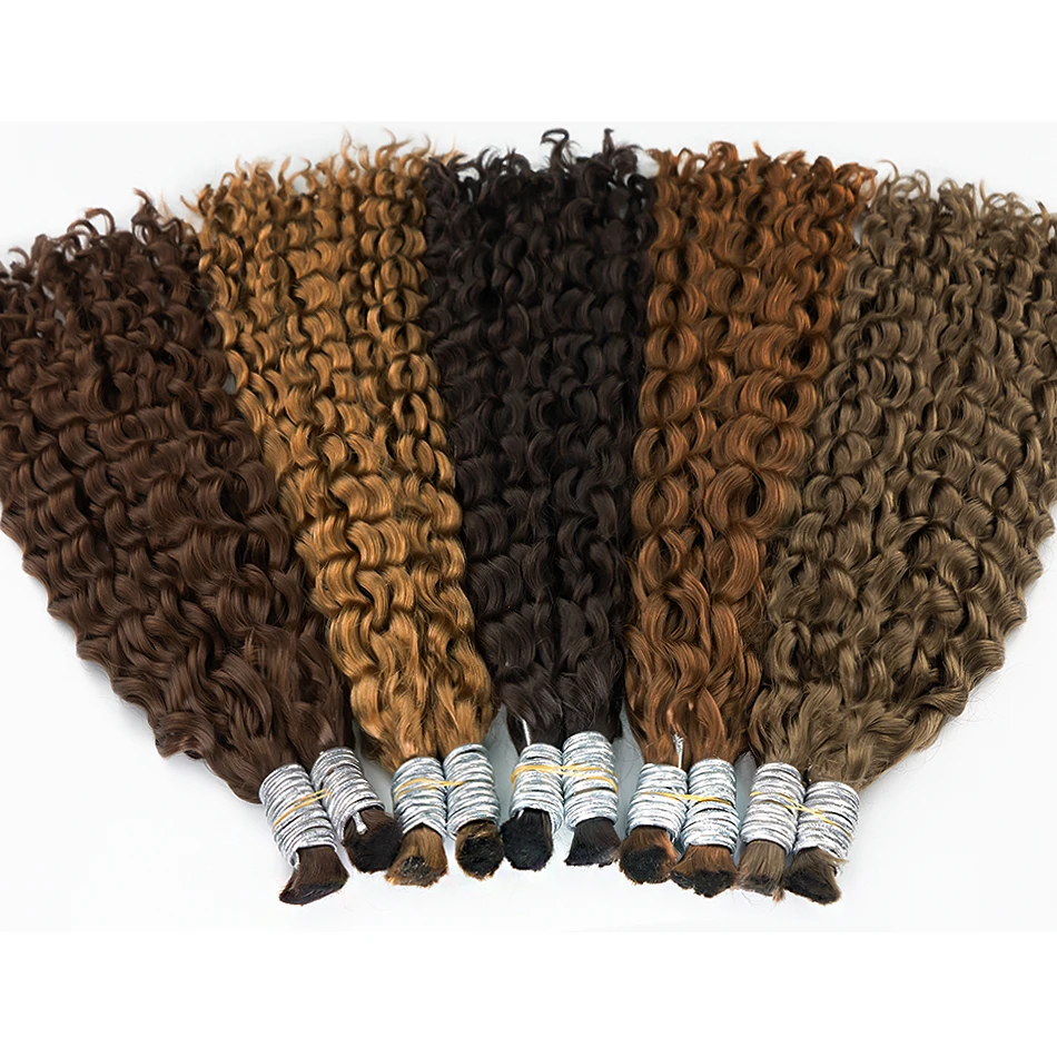 Cabelo Humano Trançando Extensão Do Cabelo, Sem Trama, Onda De Água, Castanho Chocolate, Preto, Onda Profunda, Cabelo Humano Em Massa Para Trançar Cabelo Virgem