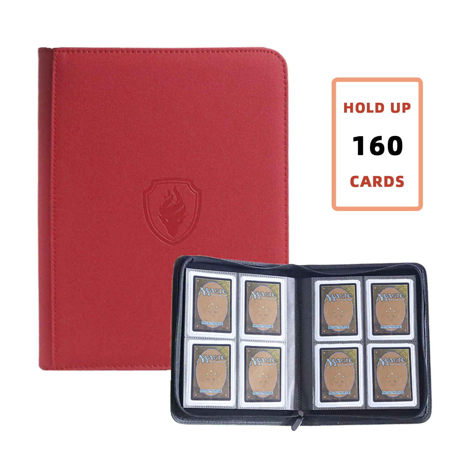 Houdt 160 kaarten vast | Ruilkaartbinder voor 3"×4" kaarten |   Dubbelzijdig album met 4 zakken | PU lederen ritsmap voor TCG/sportkaarten