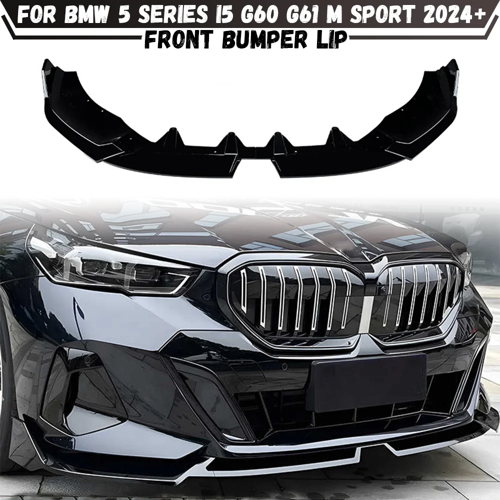 For BMW 5 Series I5 G60 G61 M Sport 2024 2025 Front Bumper Splitter Lip Gloos Black Diffuser Spoiler Guard Bodykits