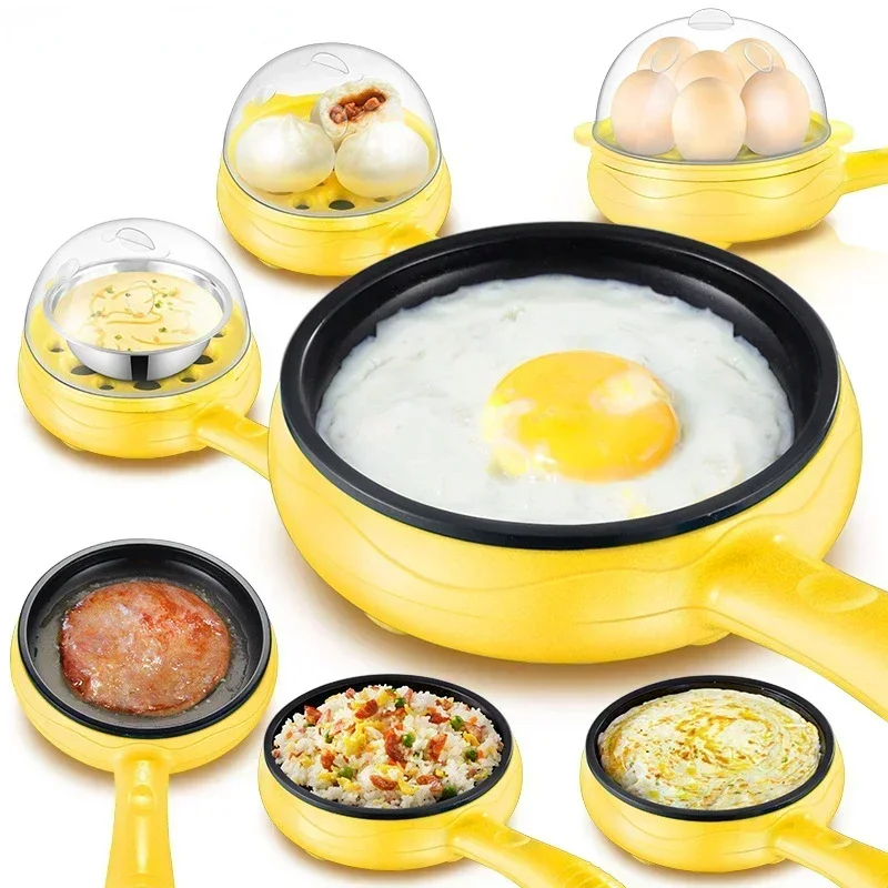 UK/US/EU Countertop Non-Stick Electric Pot Cookers & Wooden Shovel Home Breakfast Machine for Quickly Cooking Egg Frying Steak